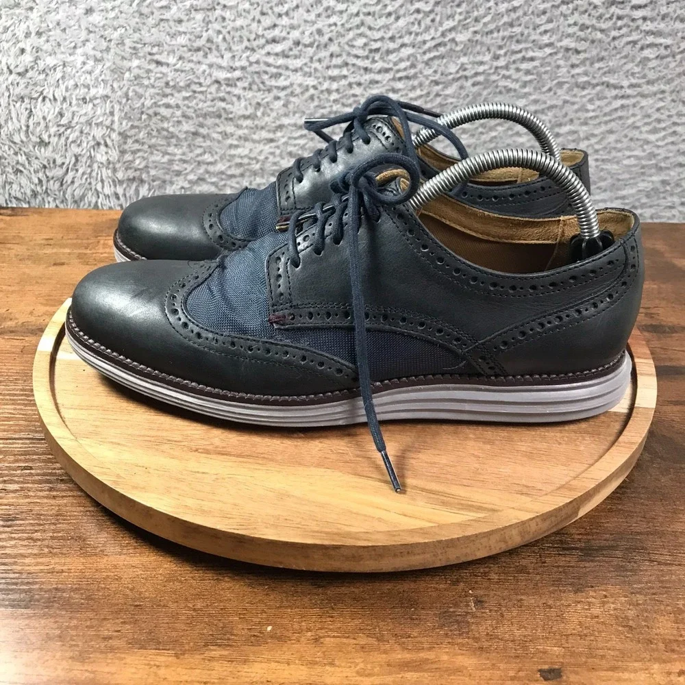 Cole Haan OriginalGrand Wingtip Oxford Mens 8.5M Dark Night Navy Leather Shoe